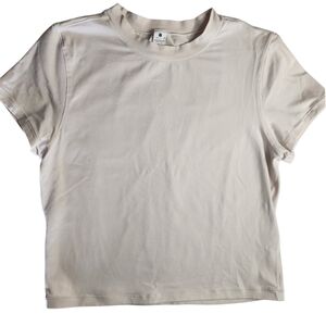 Yogalicious Cream Short Sleeve Crop Tee Yoga Size Large